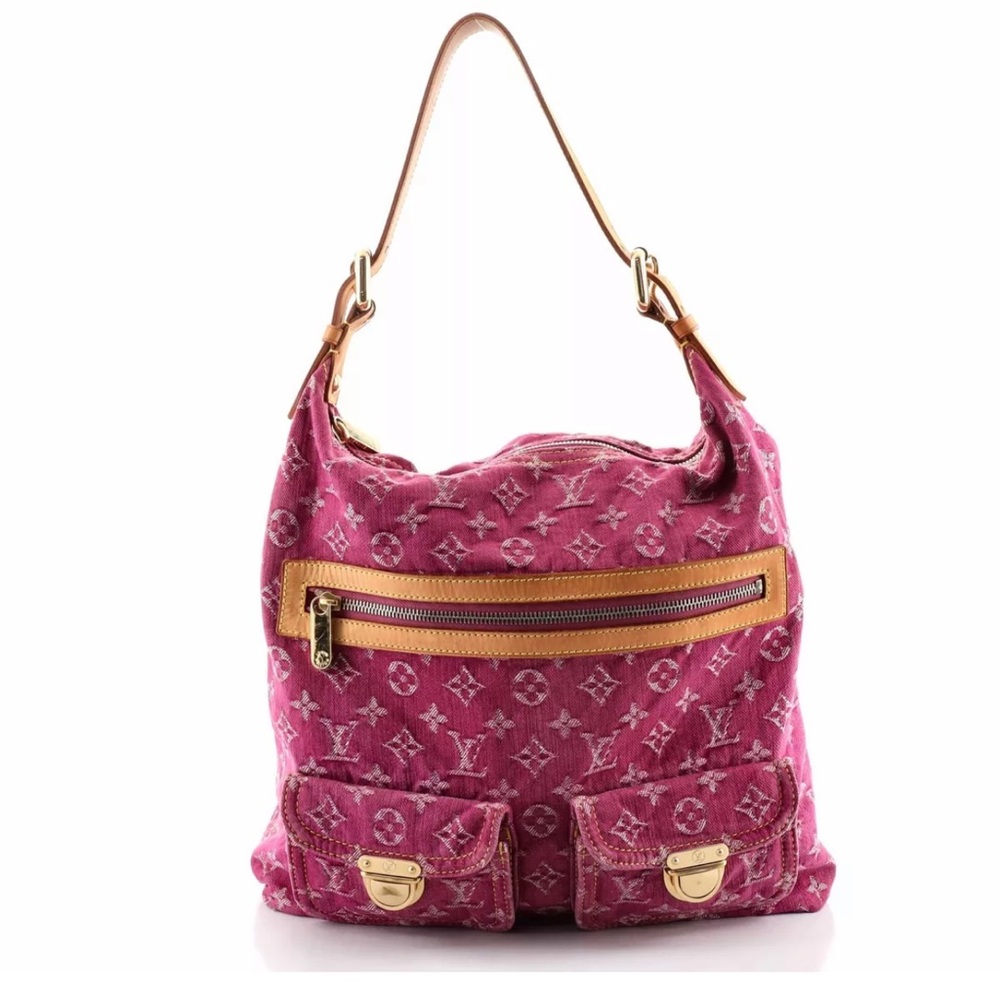 Louis Vuitton Baggy Handbag Denim GM pink shoes sold separate